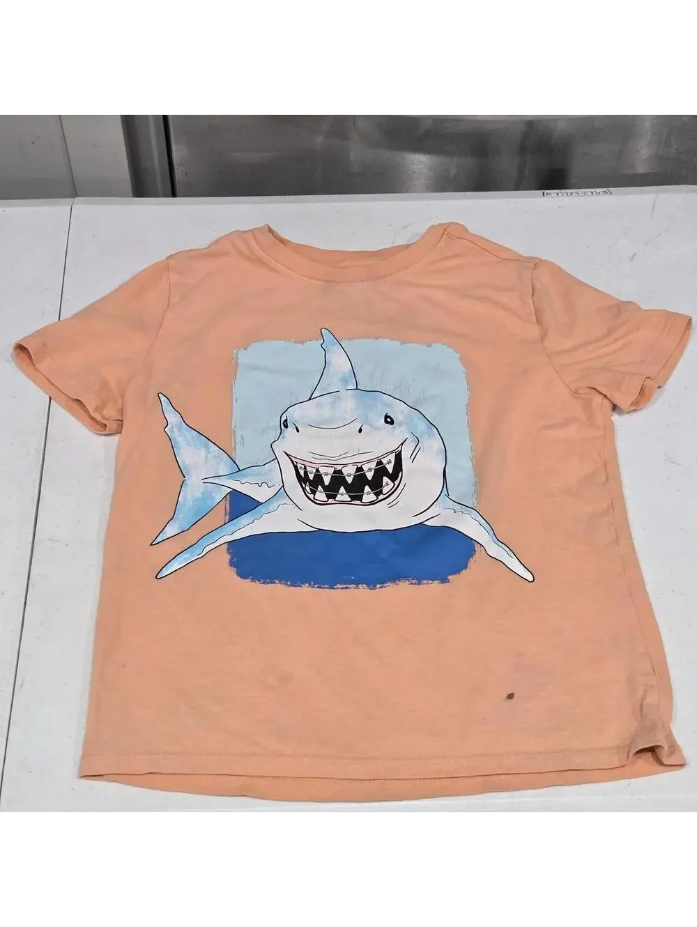 Peach and blue shark tee for kids
